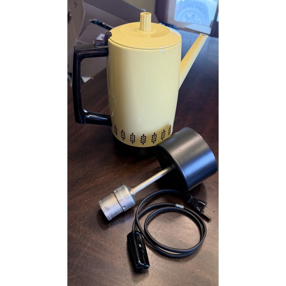 Vintage West Bend 9 Cup Electric Coffee Pot Maker Percolator Gold Brown